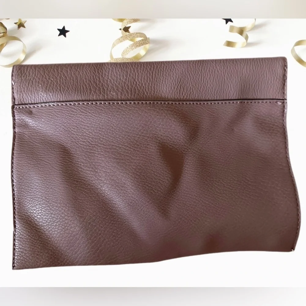 Big Buddha Mauve Faux Leather Envelope Clutch